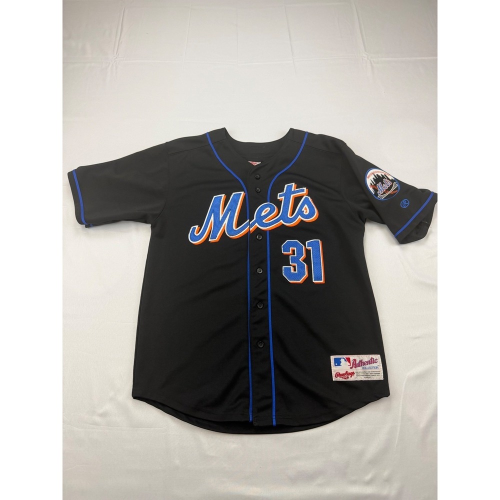 Rawlings Mike Piazza 31 NY Mets Jersey Youth 14/16 Black Authentic Vintage
